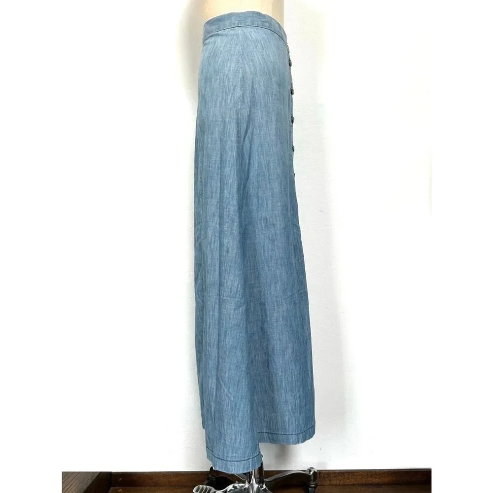 CURRENT ELLIOTT Women’s Size 27/0 Blue Chambray Button Pin Front Maxi Skirt